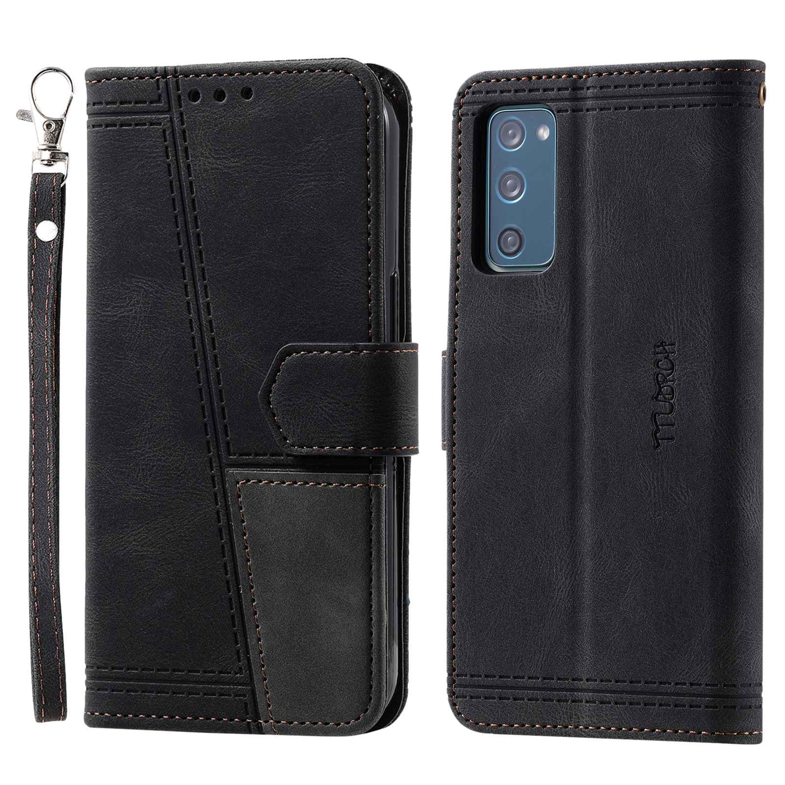 TTUDRCH For Samsung Galaxy S20 FE 2022/S20 FE/S20 Fan Edition/S20 FE 5G/S20 Fan Edition 5G/S20 Lite 004 Splicing PU Leather RFID Blocking Stand Wallet Phone Case with Strap - Black TTUDRCH For Samsung Galaxy S20 FE 2022/S20 FE/S20 Fan Edition/S20 FE 5G/S20 Fan Edition 5G/S20 Lite 004 Splicing PU Leather RFID Blocking Stand Wallet Phone Case with Strap - Black